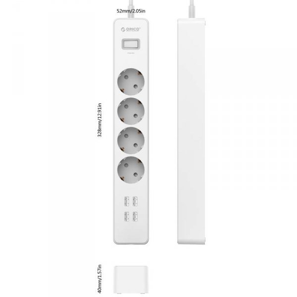 ORICO listwa antyprzepięciowa 4P/1S + 4xUSB 2.4A
