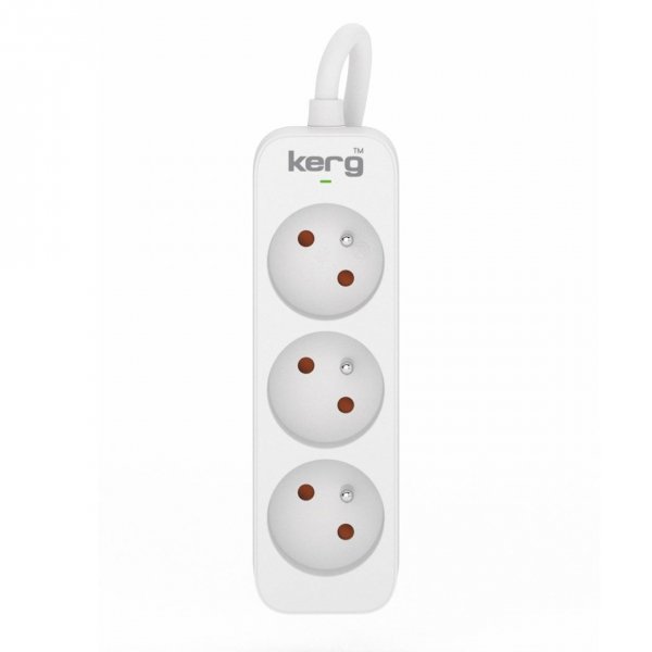 Przedłużacz KERG M02387 3-gniazdowy 1,5m 3×1,5mm2 H05VV-F 16A/250V biały