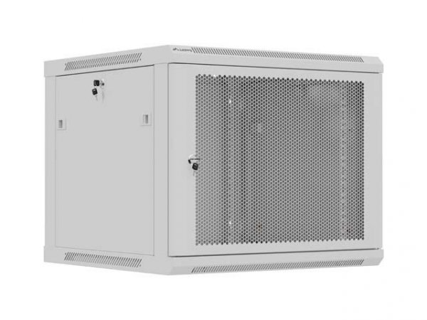 Szafa instalacyjna Rack 19&amp;quot; Lanberg 9U 600x600 wisząca szara drzwi perforowane (flat pack)