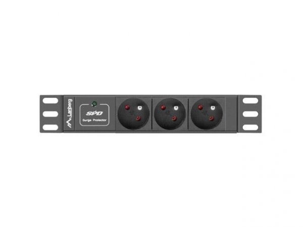 Listwa zasilająca Lanberg do szaf 10&amp;quot; 1U 16A PDU 3x PL 2m czarna