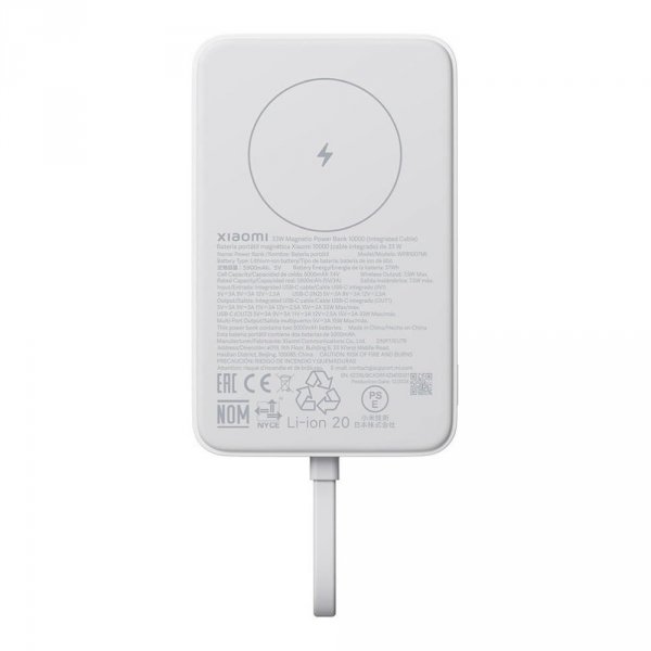 Powerbank indukcyjny Xiaomi Magnetic Power Bank 33W 10000mAh 2xUSB-C White