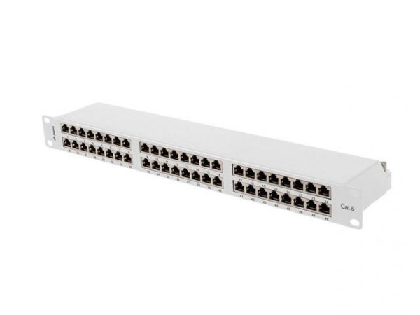 Patch panel Lanberg PPS6-1048-S 48 port 1U 19&amp;quot; kat.6 FTP ekranowany szary