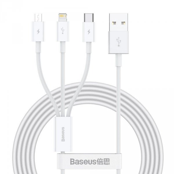 Kabel przewód USB 3w1 - USB-C, Lightning, micro USB 150cm Baseus CAMLTYS-02 do 3,5A