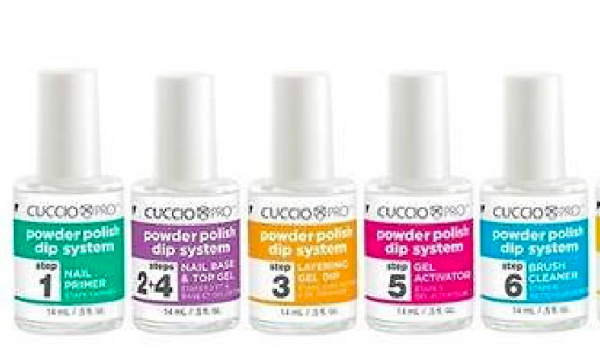 Manicure tytanowy zestaw płynów kroki 1 - 6 - Cuccio DIP 