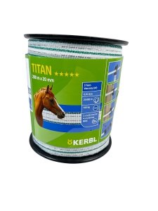 Taśma ogrodzeniowa TITAN, 200m x 20mm, biało-zielona