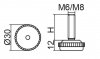 Stopka regulacyjna fi30 - M8x45 - 4 szt.