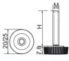 Stopka regulacyjna radełkowa fi20 M6x30 - 4 szt.