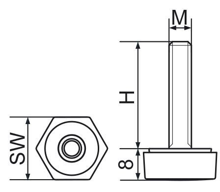 Stopka regulacyjna sześciokątna - SW24 M10x25 - 100 sztuk