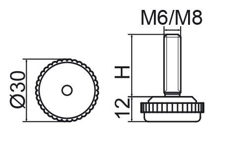 Stopka regulacyjna fi30 - M8x45 - 4 szt.