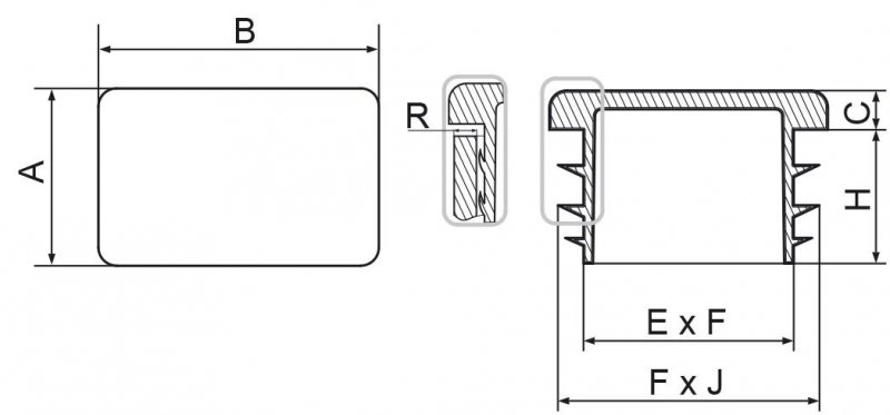 Zaślepka prostokątna 30x100mm - 10 sztuk