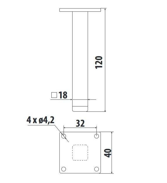 Nóżka meblowa NS-46  - 1 sztuka