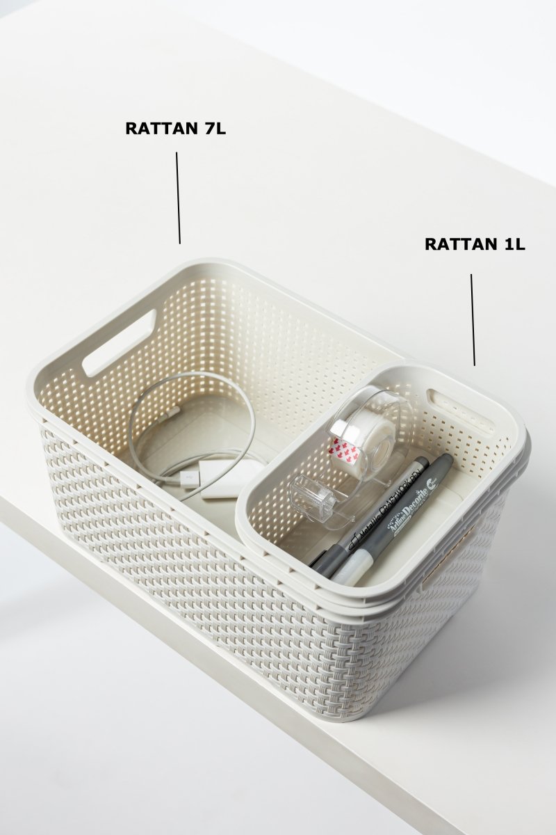 Pojemnik, Kosz Rattan 1L biel antyczna