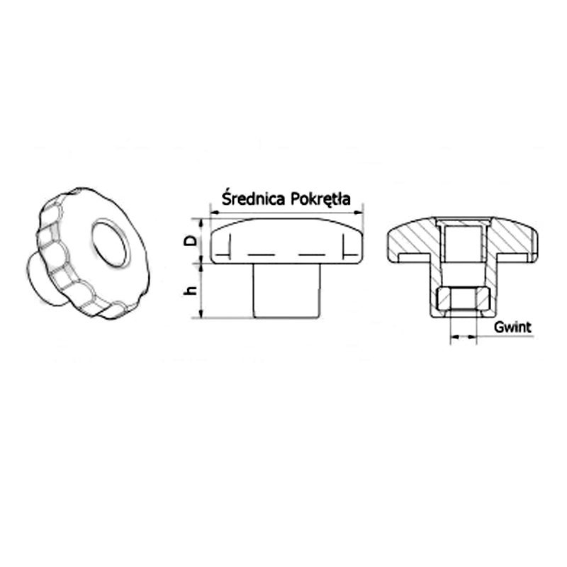 POK-04 Pokrętło gwiazdowe fi64 M10 - 50 sztuk