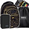 ZESTAW 3 el. Plecak szkolny młodzieżowy BackUP 26 L złote wzory, GEOMETRIC GOLD (PLB6O23SET3CZ)