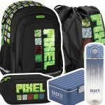 ZESTAW 5 el. Plecak wczesnoszkolny gra, PIXEL ZIELONY (527187SET5CZ)