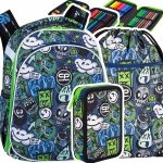 ZESTAW 3 el. Tornister Plecak CoolPack TURTLE  25 L potworki, MONSTER TEAM (F015824SET3CZ)