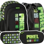 ZESTAW 3 el. Plecak wczesnoszkolny gra, PIXEL ZIELONY (527187SET3CZ)