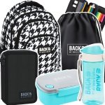 ZESTAW 5 el. Plecak szkolny młodzieżowy BackUP 26 L pepitka, CLASSY (PLB6A17SET5CZ)