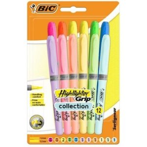 Zakreślacze pastelowe BiC Highlighter Grip Collection 12 kolorów  (93732)