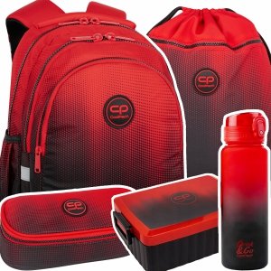 ZESTAW 5 el. Plecak wczesnoszkolny CoolPack JERRY 21 L czerwone ombre, GRADIENT CRANBERRY (F029756SET5CZ)