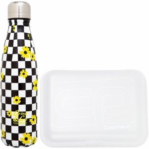 Zestaw bidon i śniadaniówka Drink&Go butelka termiczna CoolPack 500ml kwiatki, CHESS FLOW (Z04745+93491CP)
