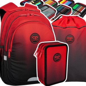 ZESTAW 3 el. Plecak wczesnoszkolny CoolPack JERRY 21 L czerwone ombre, GRADIENT CRANBERRY (F029756SET3CZ)
