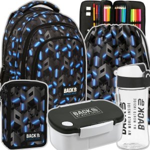 ZESTAW 5 el. Plecak szkolny młodzieżowy BackUP 26 L wzory 3D, RIDDLE (PLB6X44SET5CZ)
