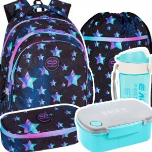 ZESTAW 5 el. Plecak wczesnoszkolny CoolPack JERRY 21 L gwiazdy, STAR NIGHT (F029830SET5CZ)