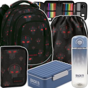 ZESTAW 5 el. Plecak wczesnoszkolny BackUP 24 L ROBOTY RED (PLB6R45SET5CZ)