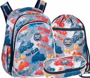 ZESTAW 3 el. Tornister Plecak CoolPack TURTLE  25 L samochody,  OFFROAD (F015671SET3CZ)