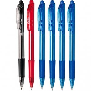 6 x Długopis automatyczny WOW 0,7 mm NIEBIESKI CZARNY CZERWONY PENTEL (BK417)