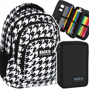 ZESTAW 2 el. Plecak szkolny młodzieżowy BackUP 26 L pepitka, CLASSY (PLB6A17SET2CZ)