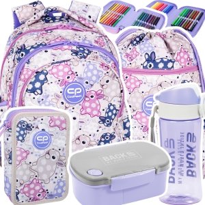 ZESTAW 5 el. Plecak wczesnoszkolny CoolPack JERRY 21 L króliczki, WHITE BUNNY (F029833SET5CZ)