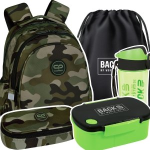 ZESTAW 5 el. Plecak wczesnoszkolny CoolPack JERRY 21 L moro, SOLDIER (E29572SET5CZ)