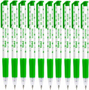 10x Długopis automatyczny w gwiazdki TOMA, zielony (TO-069SET10CZ)