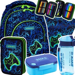 ZESTAW 5 el. Plecak wczesnoszkolny 15 L ASTRABAG gra pady, GAMING (502024016SET5CZ)