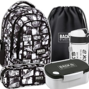 ZESTAW 5 el. Plecak szkolny młodzieżowy BackUP 26 L anime, MANGA KOMIKS (PLB6X41SET5CZ)