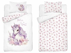 Pościel UNICORN Jednorożec komplet pościeli MAYA MOO 100x135 cm FIOLET (5001A)