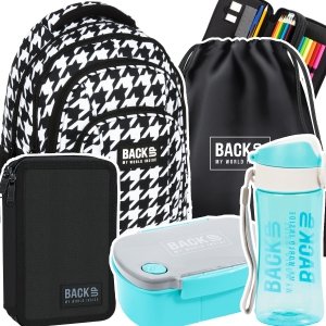 ZESTAW 5 el. Plecak szkolny młodzieżowy BackUP 26 L pepitka, CLASSY (PLB6A17SET5CZ)