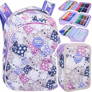 ZESTAW 2 el. Tornister Plecak CoolPack TURTLE  25 L króliczki, WHITE BUNNY (F015833SET2CZ)