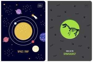 2x Zeszyt A5 w kratkę 16 kartek SHAPE KOSMOS DINOZAUR (21053SET2CZ)