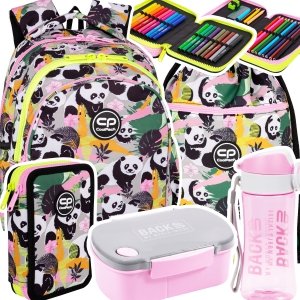 ZESTAW 5 el. Plecak wczesnoszkolny CoolPack JERRY 21 L pandy, PANDA GANG (F029829SET5CZ)