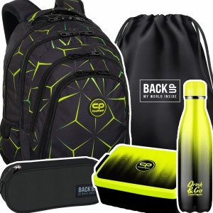 ZESTAW 5 el. Plecak CoolPack DRAFTER 28 L zielone wzory, QUAKE (F010750SET5CZ)