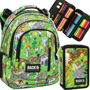 ZESTAW 2 el. Plecak wczesnoszkolny BackUP 24 L GAME LEVEL dla fana gry MINECRAFT (PLB5R61SET2CZ)