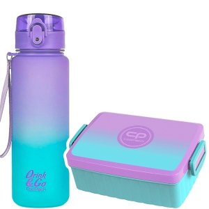Zestaw bidon i śniadaniówka CoolPack BRISK fioletowe ombre, GRADIENT BLUEBERRY 600ml (56179CP+Z07505)