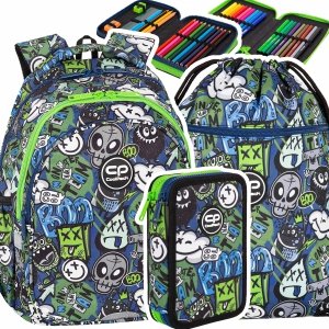 ZESTAW 3 el. Plecak wczesnoszkolny CoolPack JERRY 21 L potworki, MONSTER TEAM (F029824SET3CZ)