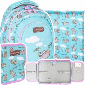 ZESTAW 3 el. Plecak wczesnoszkolny 15 L HEAD pastelowy kotek, MEOW (502024026SET3CZ)