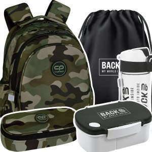 ZESTAW 5 el. Plecak wczesnoszkolny CoolPack JERRY 21 L moro, SOLDIER (E29572SET5CZ)