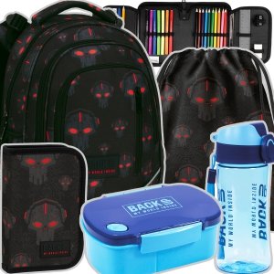 ZESTAW 5 el. Plecak wczesnoszkolny BackUP 24 L ROBOTY RED (PLB6R45SET5CZ)