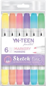 Markery dwustronne pastelowe do szkicowania 6 kolorów SKETCH line YN TEEN Interdruk (96290)